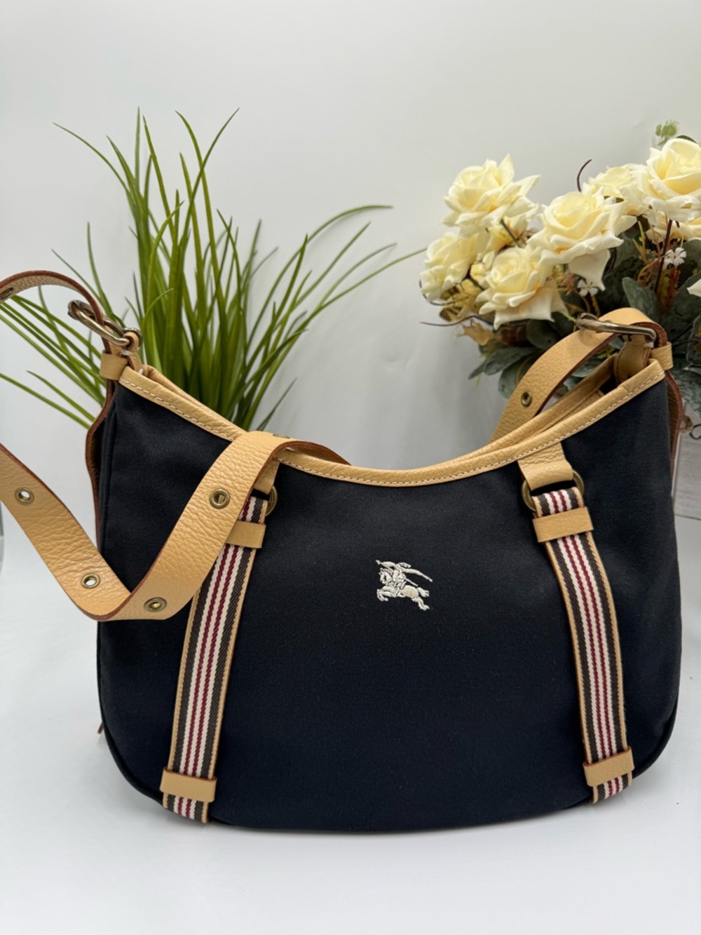 Burberry Blue Label Vintage Black Canvas Hobo Bag - Japan Exclusive -Digital COA